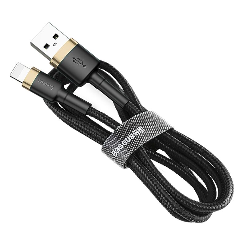 pol po Baseus Cafule USB A Lightning 2 4A QC 3 0 Kabel 1 m Schwarz und Gold 46808 1