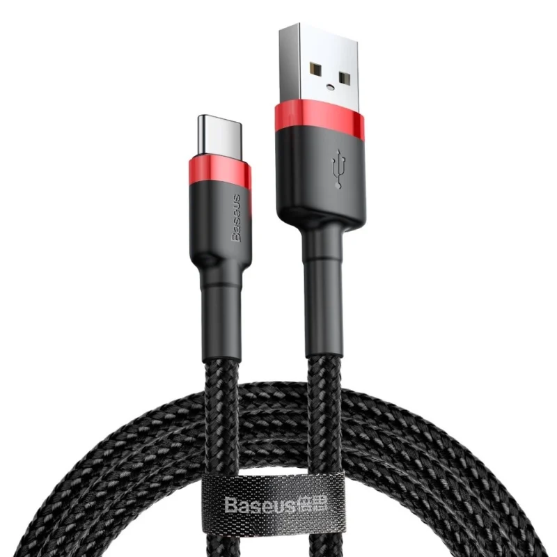 baseus cafule kabel slitesterk nylonkabel usb usb c qc30 2a 3m svart rod