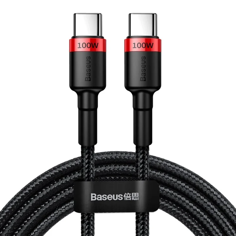 baseus catklf al91 usb c usb c pd qc kabel 100w 5a 480mb s 2m svart og rod