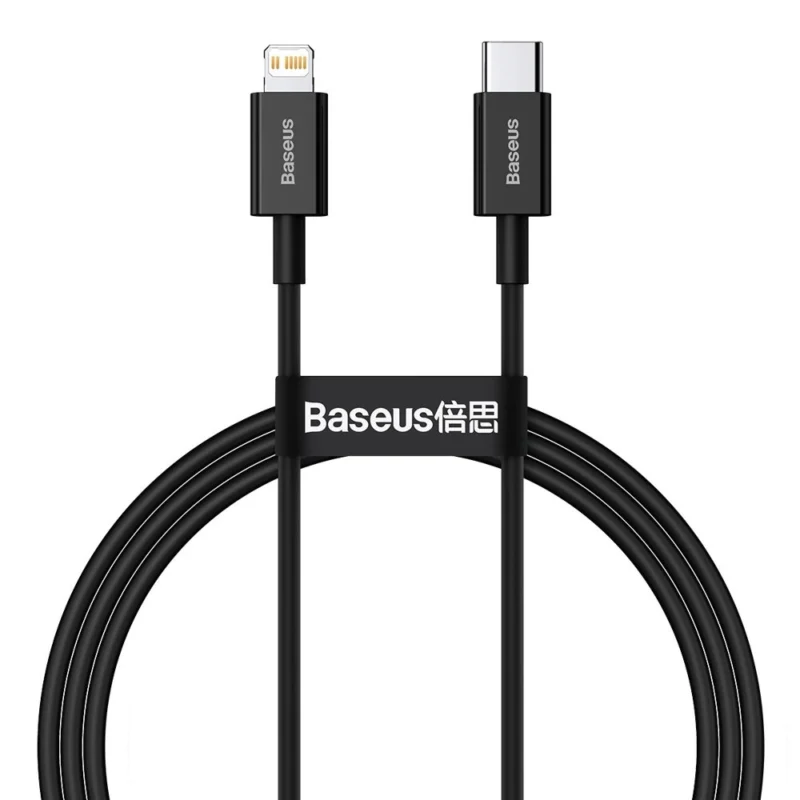 baseus superior series usb c lightning pd 20w 1 m kabel svart