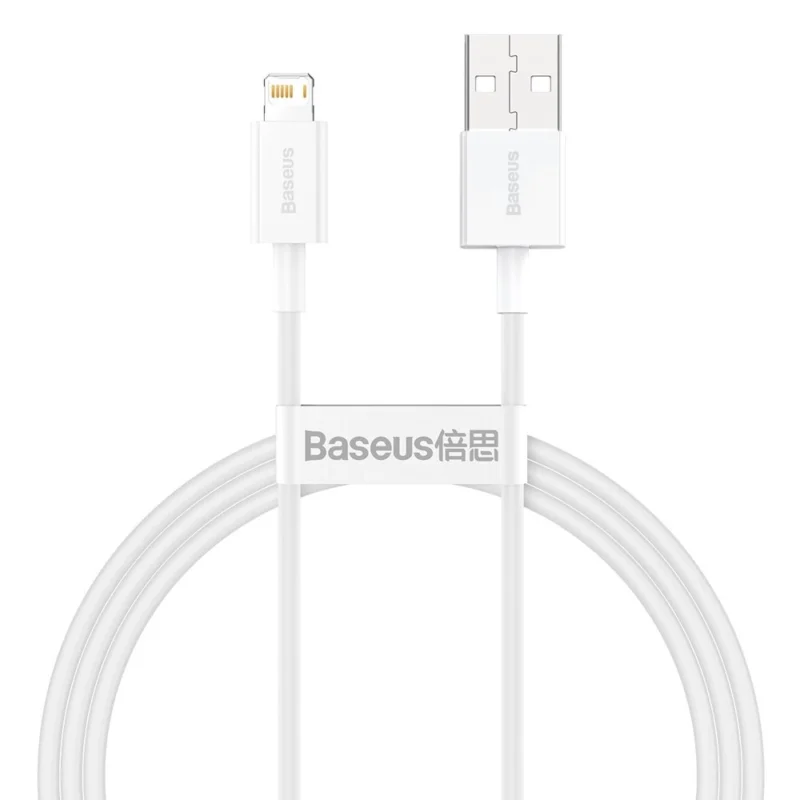 baseus superior usb lightning kabel 2 4a 1 m hvit calys a02