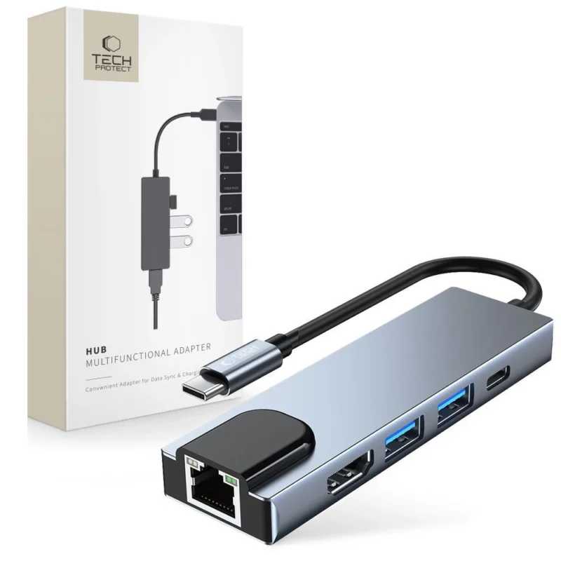 hub tech protect v3 5i1 usb c usb a 30 usb a 20 usb c hdmi rj45