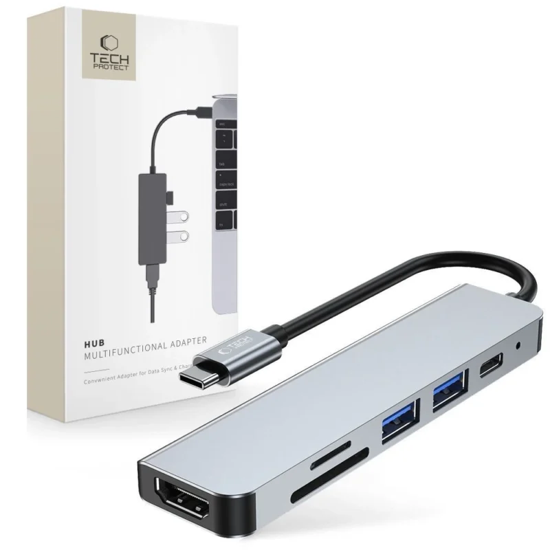 hub tech protect v4 6i1 usb c usb a 30 usb a 20 usb c hdmi micro 8