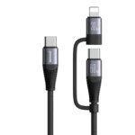JOYROOM SA37-1T2 Multifunksjonsserie for iPhone 15 Serie Type-C til 8Pin+Type-C 60W 2 i 1 Hurtiglader Kabel Datakabel, 1.2m