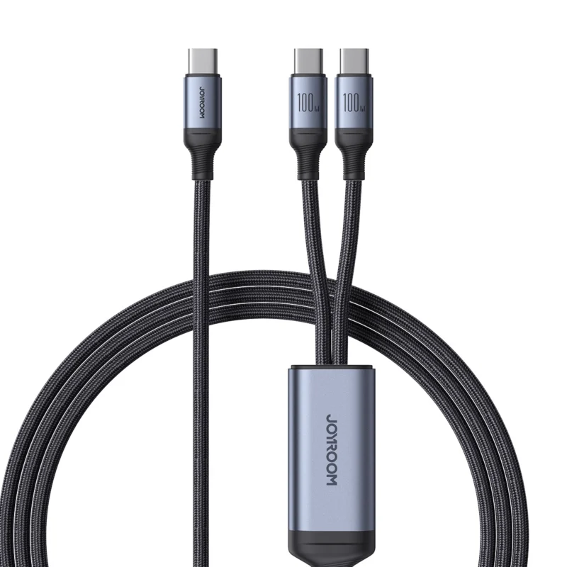 joyroom speedy series s a21 2i1 usb c usb c usb c kabel 100w 1 5m svart