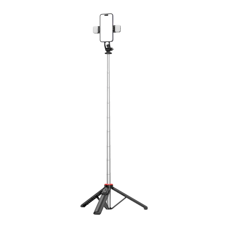 selfie stang wc13yds teleskopisk stativ 1 3m med dobbel lampe og