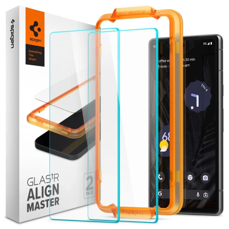 spigen alm glastr herdet glass for google pixel 7a 2 stk