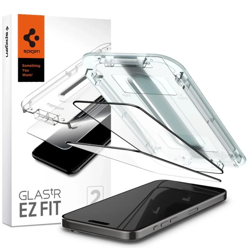 spigen glastr ez fit fc herdet glass for iphone 15 pro max svart 2 stk