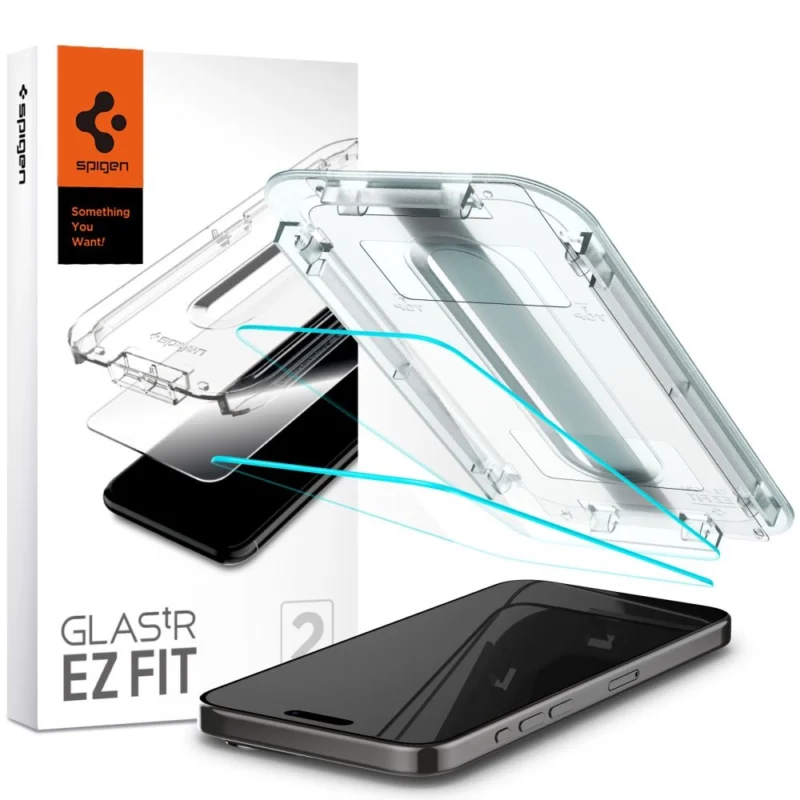 spigen glastr ez fit herdet glass for iphone 15 pro 2 stk