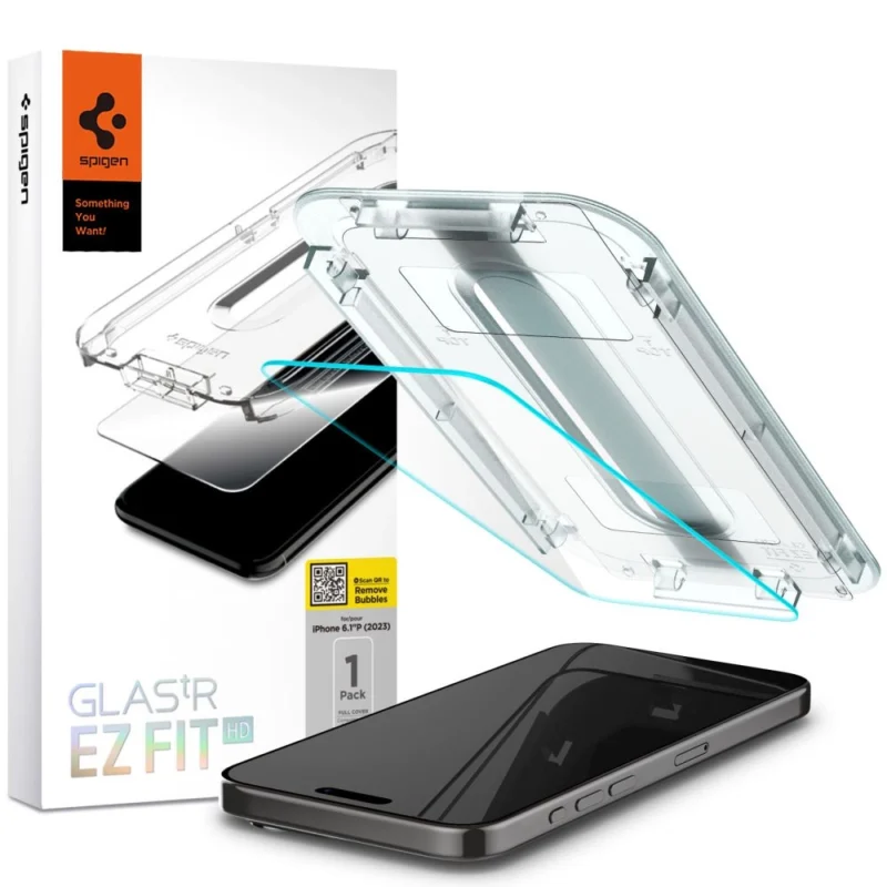 spigen glastr ez fit herdet glass for iphone 15 pro