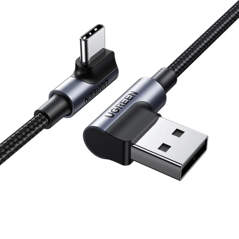 ugreen 90 vinklet kabel usb c usb 20 480mbps 3a 3m svart us176 scaled 1