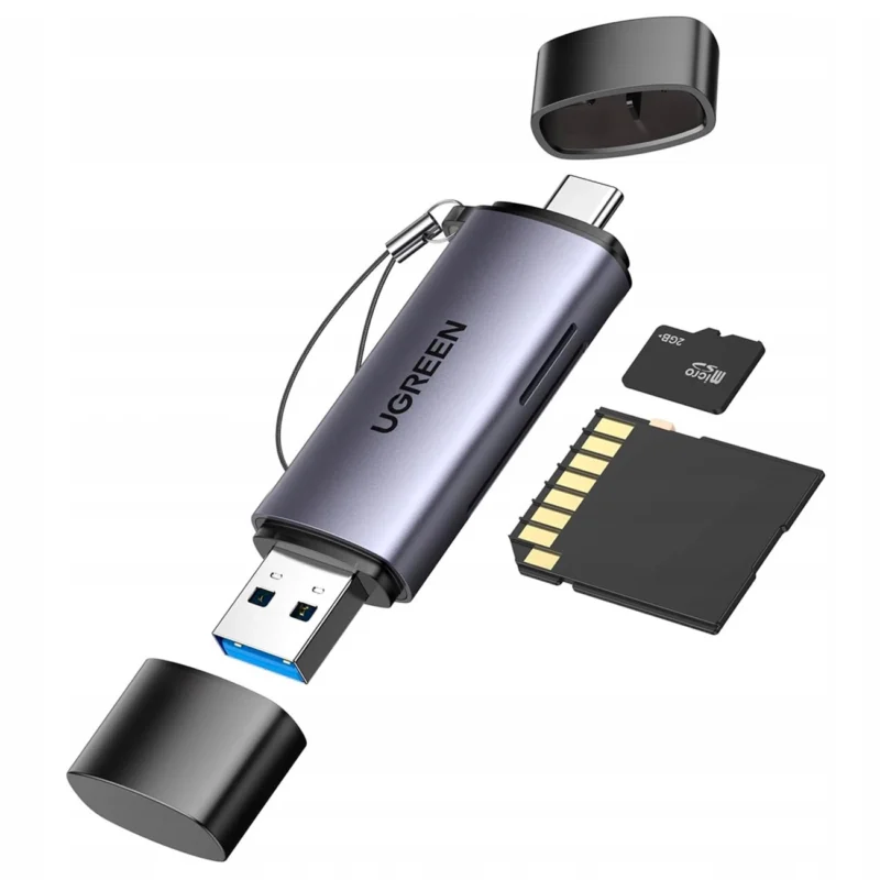 ugreen cm185 50706 kortleser for sd micro sd kort pa usb a 30 usb c 30