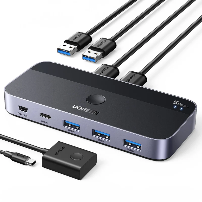 ugreen cm662 usb 30 bryter 2 i 4 bryter 2x usb a kabel svart