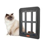 25 x 31,5 cm Kjæledyrskjermdør for Katter og Hunder med Fri Inn- og Utgangs Gitterdør (Svart)