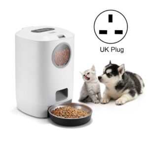 4,5L Smart kjæledyrskål for katt og hund, automatisk matdispenser med timer, elektronisk fôringsapparat med metallmatfat, spesifikasjon: UK-plugg