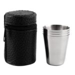 4 i 1 Utendørs Mini Rustfritt Stål Kopp Tur Camping Reise Bærbar Drikkevannskopp Sett Skinnkopp, Farge: 30ML