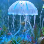 Akvariumartikler Dekorasjon Silikon Simulert Fluorescerende Sugersjampinjong, Størrelse: 5*17cm (Blå)