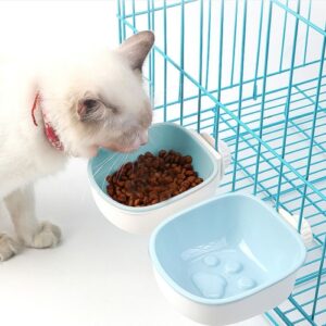 Anti-kvelningsfôringsvannskål for hund og katt, hengende, kreativ plastkjæledyrskål, Stil: Fotavtrykk (Blå)
