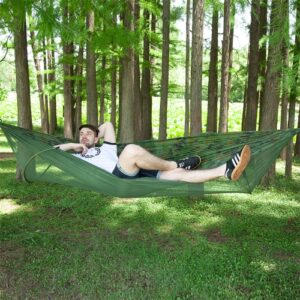 Bærbar utendørs camping fullautomatisk nylon fallskjermhammock med myggnett, størrelse: 250 x 120 cm (kamuflasje)