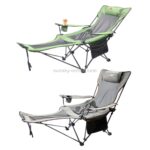 Bærbar utendørs sammenleggbar lenestol for fiske, camping og fritid, i rustfritt stål, sammenleggbar strandstol møbel (svart khaki)