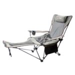 Bærbar utendørs sammenleggbar lenestol for fiske, camping og fritid, i rustfritt stål, sammenleggbar strandstol møbel (svart khaki)