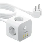Baseus PowerCombo 7 i 1 Strømfordeler Kubus, 3 AC + 3 x USB-A + 1 x USB-C 20W 1,5 m - hvit