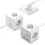 Baseus PowerCombo 7 i 1 Strømfordeler Kubus, 3 AC + 3 x USB-A + 1 x USB-C 20W 1,5 m - hvit