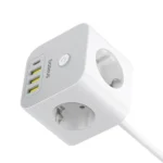 Baseus PowerCombo 7 i 1 Strømfordeler Kubus, 3 AC + 3 x USB-A + 1 x USB-C 20W 1,5 m - hvit