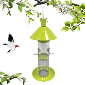 BF008 Hage Utendørs Metall Trådnett Hengende Transparent Plast Tube Automatisk Fuglemater
