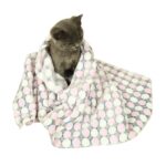 Bløtt flanell kjæledyrteppe med prikkemønster, pustende sengematte, varm kjæledyrsofa for hund og katt, Størrelse: M (Lilla)