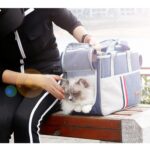 DODOPET Utendørs Bærbar Oxford Stoff Katt Hund Kjæledyr Bæreveske Håndveske Skulderveske, Størrelse: 43 x 19 x 26 cm (Grå)