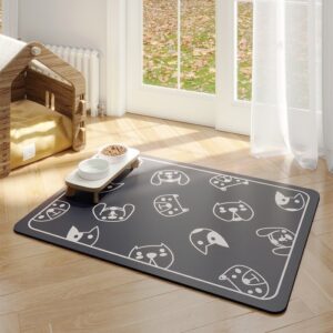 Dyre Gulvmatte Mot-Rift Og Bitt, Absorberende Fôrmatte, Sovende Antiskli Hundereirpute, Stil: Hundefest Dyp Grå (35x50cm)