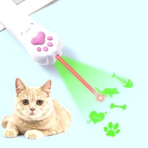 Dyreprojeksjonsleketøy USB-oppladbar LED mønsterprojeksjon katteteaser interaktive leker, Spesifikasjon: A Type - Rød laser + Grønt lys