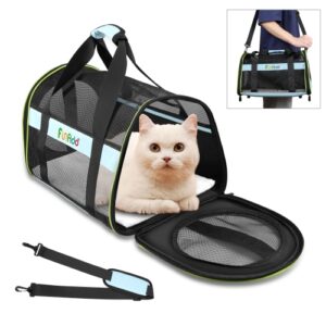 FUNADD Katt- og hundetransportveske med skulderrem, sammenleggbar tote-veske (Blå)