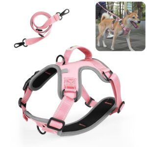 FunAdd Traction Tau Reflekterende Pustende Nylon Kjæledyr Vest Hundesele, Størrelse: M (Rosa)