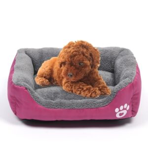 Godteri Farge Fire Årstider Ekte Varmt Kjæledyr Hundehus Mat Teddy Hundematte, Størrelse: L, 66×50×14cm (Magenta)