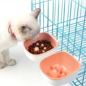 Hund- og katt anti-kvelnings vannskål hengende bolle, kreativ plast kjæledyrskål, stil: anti-kvelning (Rosa)