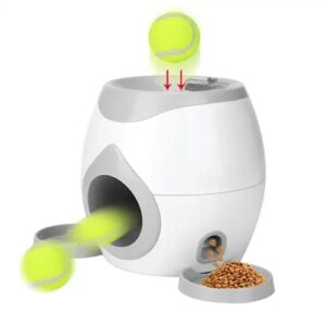 Hundemat Belønningsmaskin Pet Trening Intelligent Automatisk Matlekkasje med To Kuler (Grå)