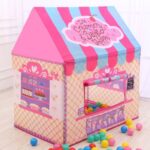 Husholdning Barn Trykke Leketelt Lite Spillhus (Rosa)