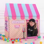 Husholdning Barn Trykke Leketelt Lite Spillhus (Rosa)