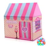 Husstandsbarnetrykk Leketelt Lite Legehus, med 50 Havballer (Rosa)