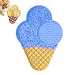 Ice-Cream Silikon Katt og Hund Licking Brett Anti-Kvelning Langsom Spising Matte (Blå)