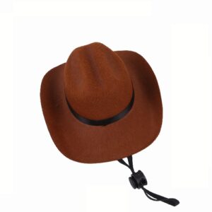 Justerbar kjæledyr cowboyhatt til hund, cosplay-cap, feriekostyme festdekorasjon, størrelse: S (brun)