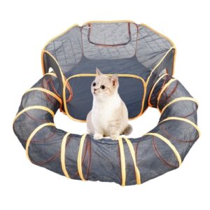 Katt Nest Hexagon Tunnel + U-formet Tunnel Kombinasjonssett Sammenleggbart Kjæledyrhus