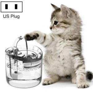 Katt- og hundevannbeholder med automatisk sirkulasjon, stille og lekker ikke strøm, spesifikasjon: US-plugg, stil: Gjennomsiktig farge