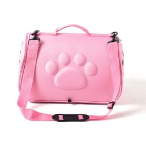 Katter og hunder går ut bærbar pustende sammenleggbar EVA kjæledyrsekk, størrelse: 43×25×26 cm (Rosa)