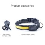 Medium og Stor Hund Pet Sol + USB Lading LED Lys Halsbånd, Nakkeomkrets Størrelse: S, 35-40cm (Gul)