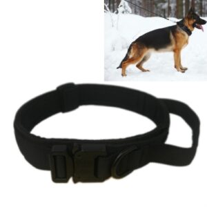 Nylon Tykket Stor- og Mellomstor Hund Traction Halsbånd, Størrelse: L (Svart)