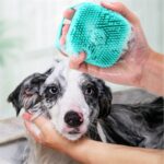 Pet Bad Massasjebørste Hundefrottebad Hansker med Børste (Tilfeldig Fargelevering)