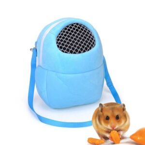 Pet Bag Liten Kjæledyr Hamster Bæreveske Ren Farge Sele Reiseveske, Størrelse: L (Himmelblå)